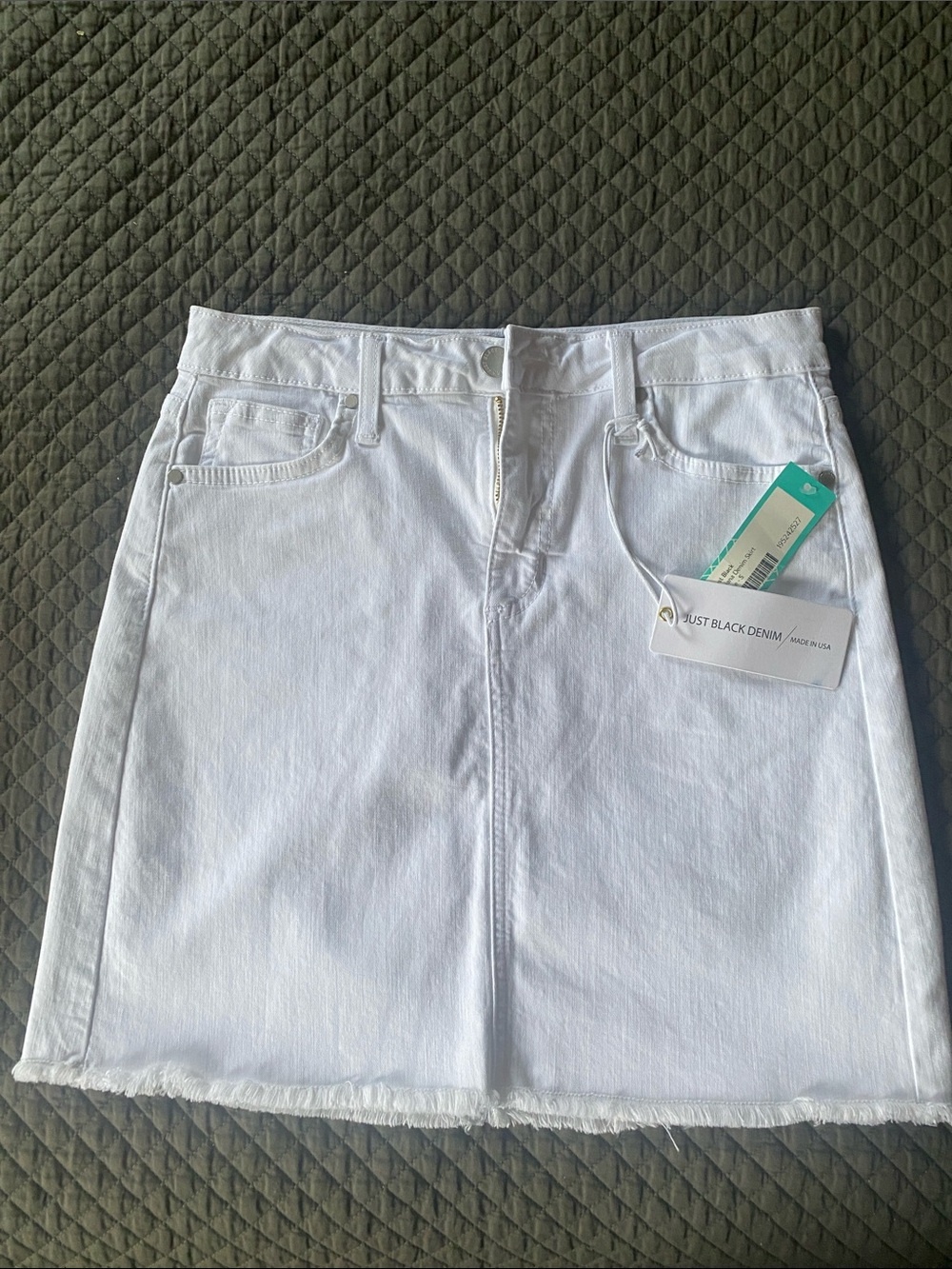 Just Black White Denim Mini Skirt